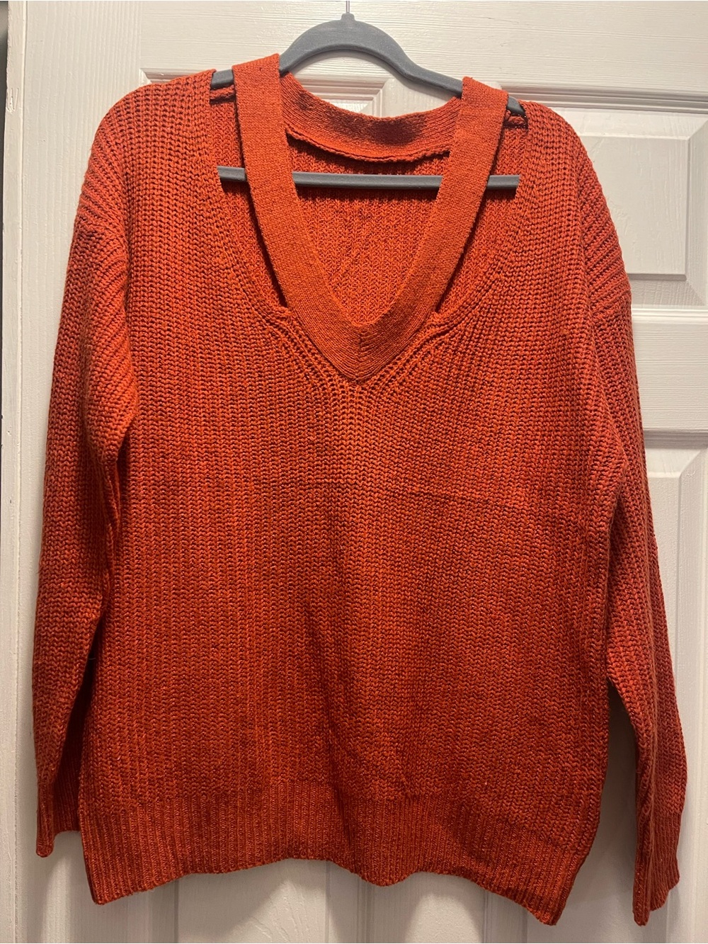 Women’s Chunky V-Neck Sweater - Orange